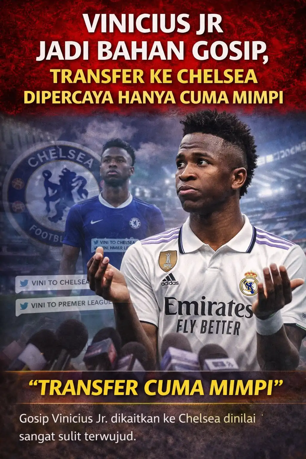 Read more about the article Vinicius Jr Jadi Bahan Gosip, Transfer ke Chelsea Dipercaya Hanya Cuma Mimpi